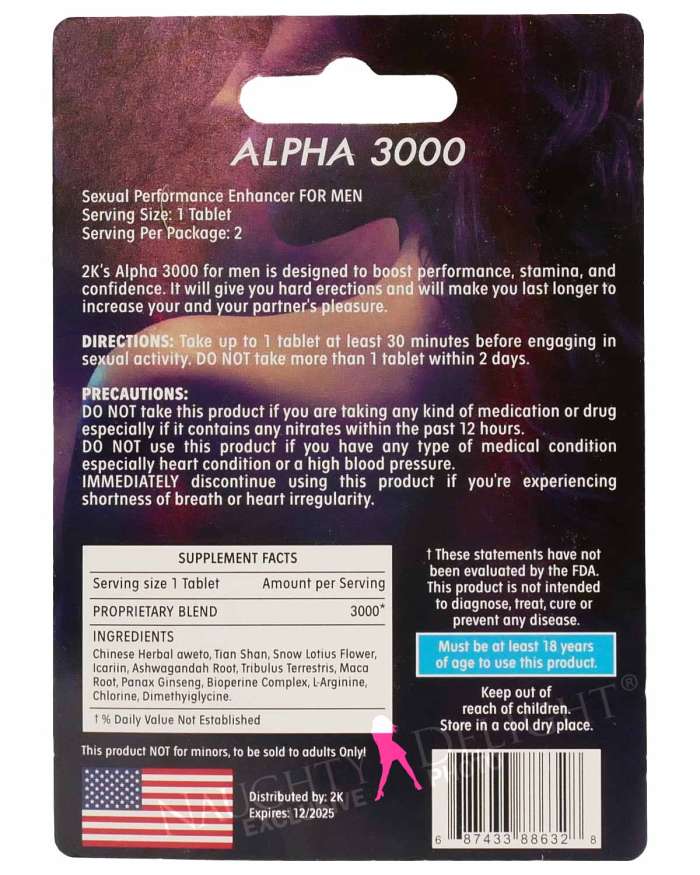 Kangaroo 2K Alpha 3000 Male Sex Supplement (Lot Exp: 12/2026, CLOSEOUT SALE)