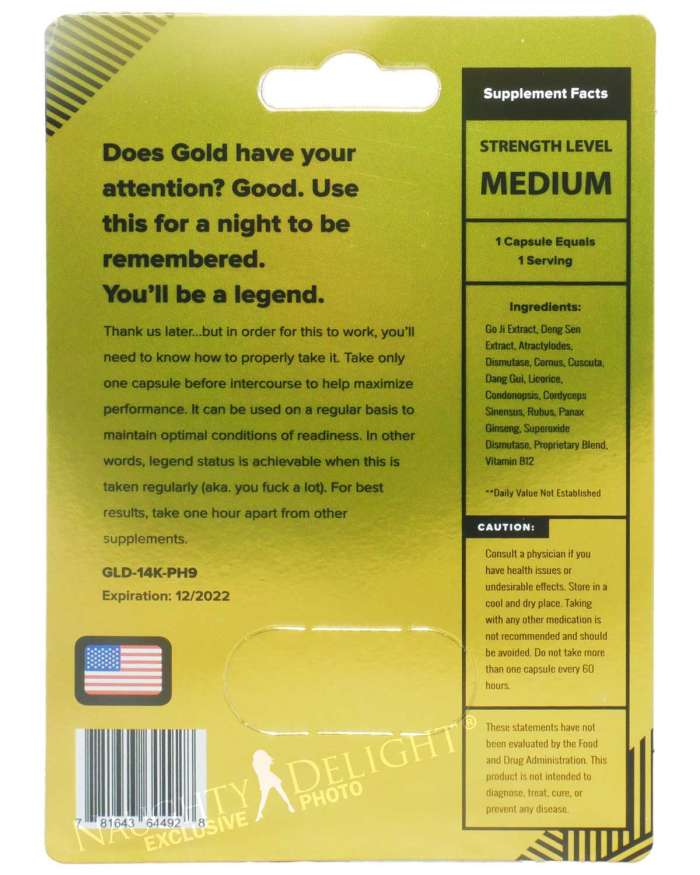 Gold 14K Male Sex Supplement (Lot Exp: 12/2024, CLOSEOUT SALE)