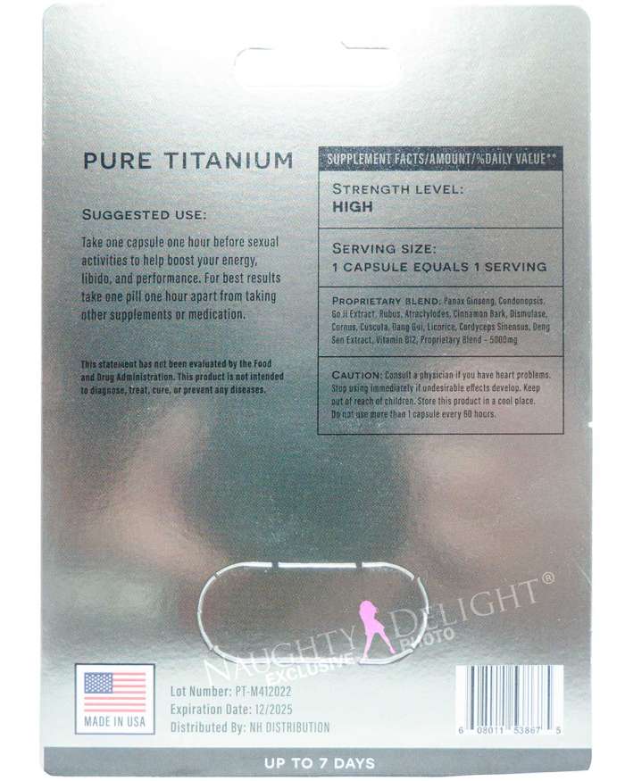 Pure Titanium Male Sex Supplement (Lot Exp: 12/2025, CLOSEOUT SALE)