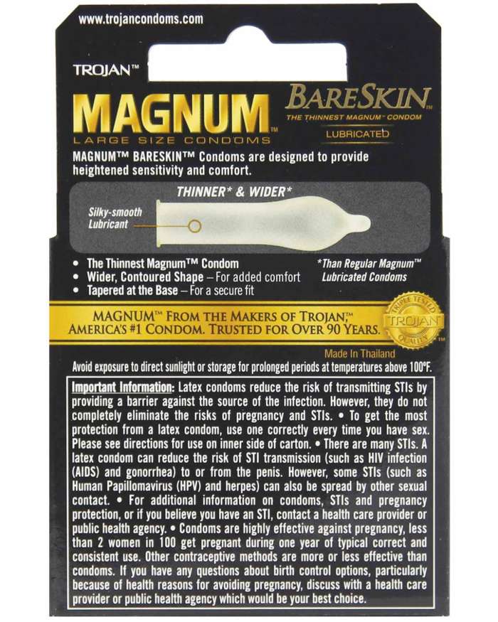 Trojan Magnum BareSkin Large Size Extra-Thin Lubricated Latex Condoms