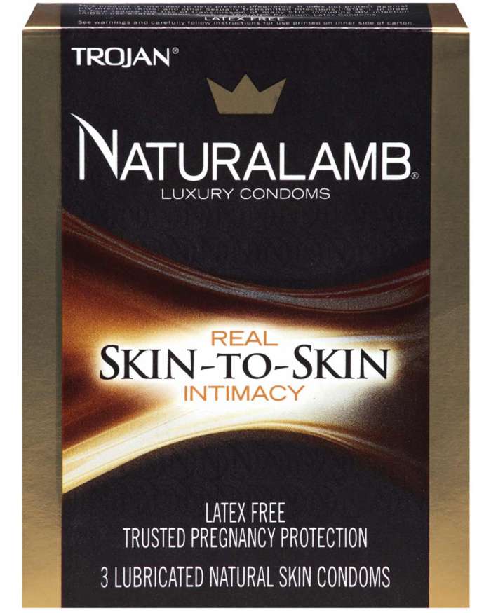 Trojan Naturalamb Lubricated Natural Skin Non-Latex Lambskin Condoms Box of 3